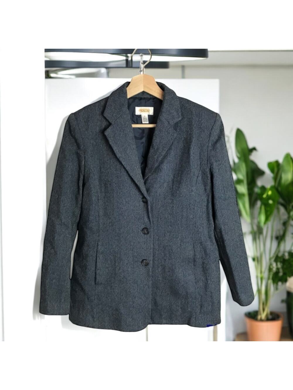 Talbots Vintage Label Women's 8 Petite 8P 100% Wool Blue 3 Button Blazer
